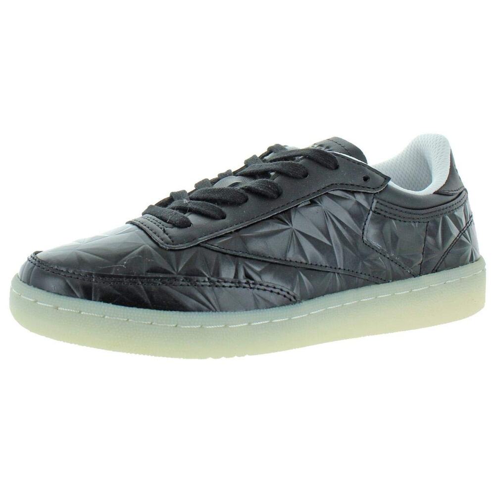 REEBOK WOMENS CLUB C 85 HYPE METALLIC BLACK/WHITE LEATHER SIZE 8